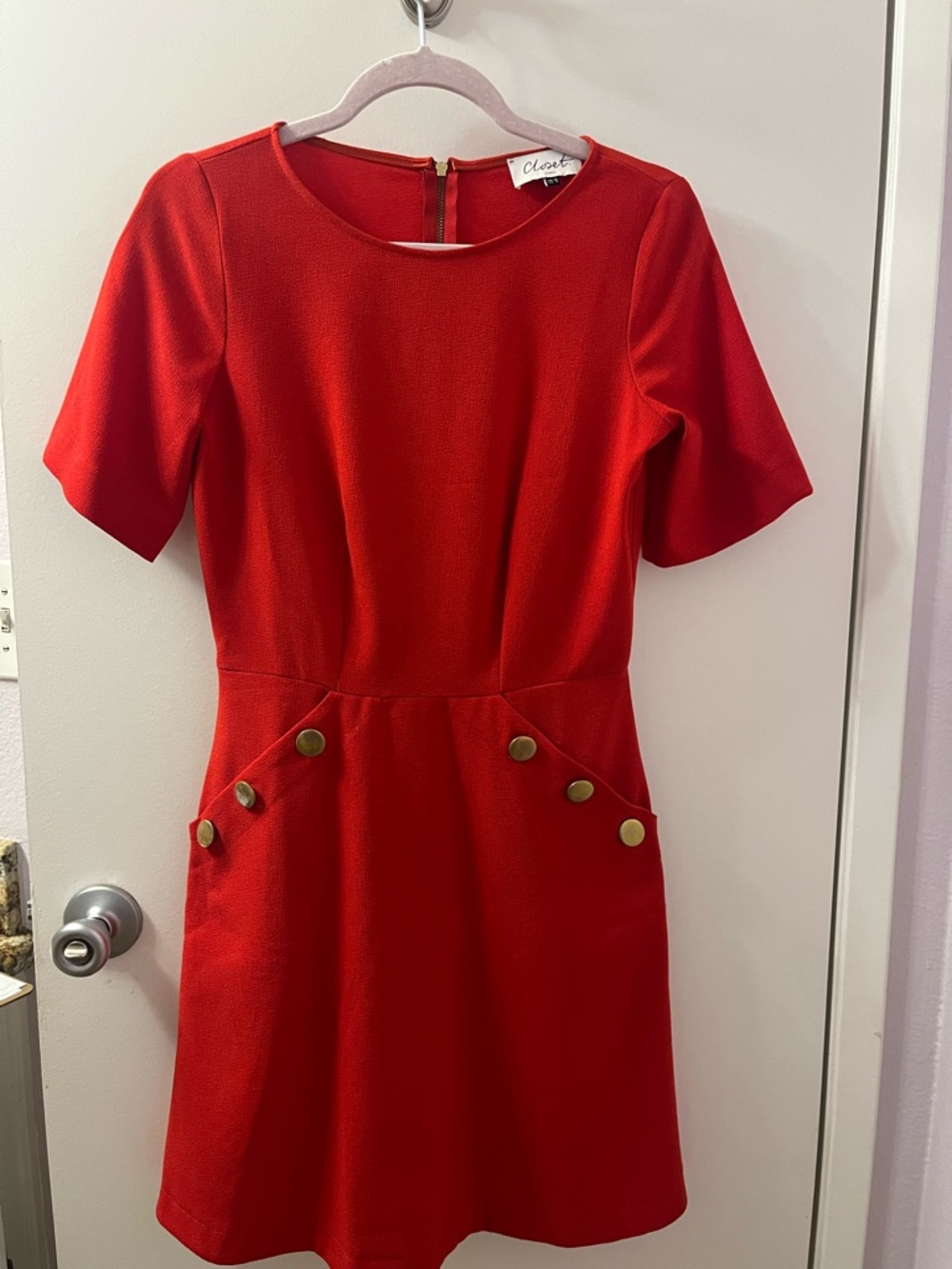 Vintage Style Closet London Red Short Sleeve A-Line Dress- PTP 17-19/L23 NWOT